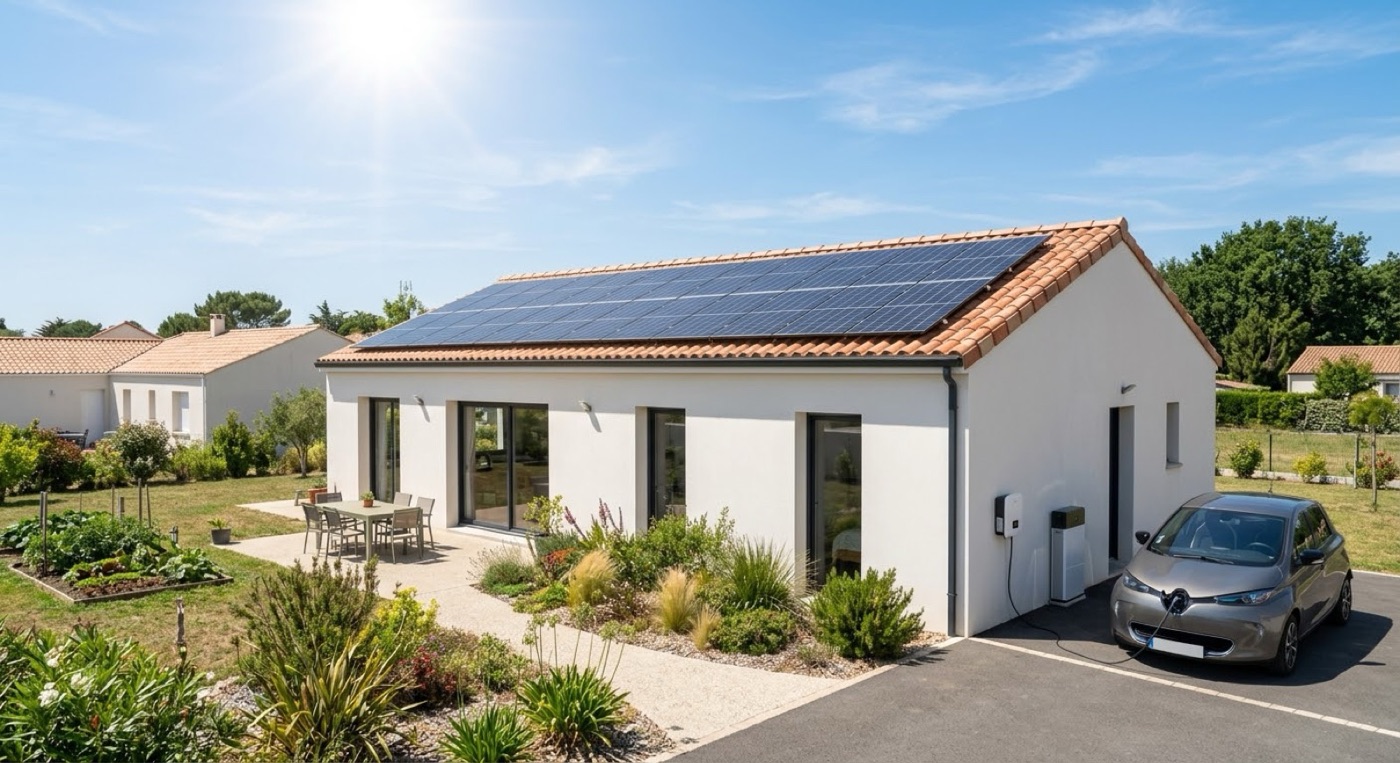 Maison équipée de panneaux solaires en Vendée
